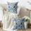 Fodere per cuscini floreali blu navy e verde acqua, 16x16 cm, set da 2 2