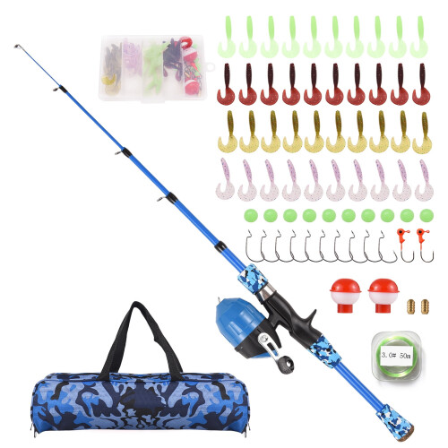 Set canna da pesca e mulinello per bambini, 1,5 m, portatile. 2