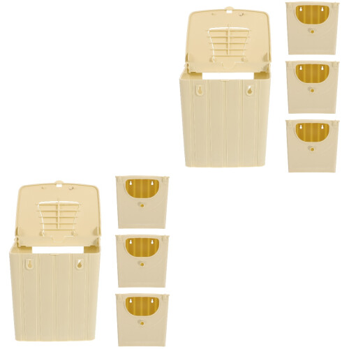 8Pcs Plastic Hanging Bird Nesting Boxes Khaki Bird Hatching Houses