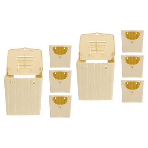 8Pcs Plastic Hanging Bird Nesting Boxes Khaki Bird Hatching Houses 2