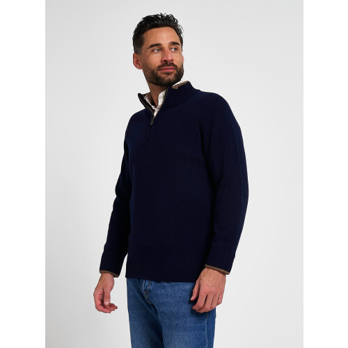 JACK PYKE Jack Pyke Ashcombe 100% Lambswool Zip Knit Jumper Pullover Navy Blue Small 2