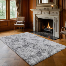 (Tie Dye Light Grey, 120*170cm) Large Rugs Living Room Rug, Grey Rugs for Bedroom, Shaggy Area Rugs Bedroom Rug