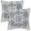 Boho Örngott Linne 20x20 Blå Vit Etnisk Design 2 1