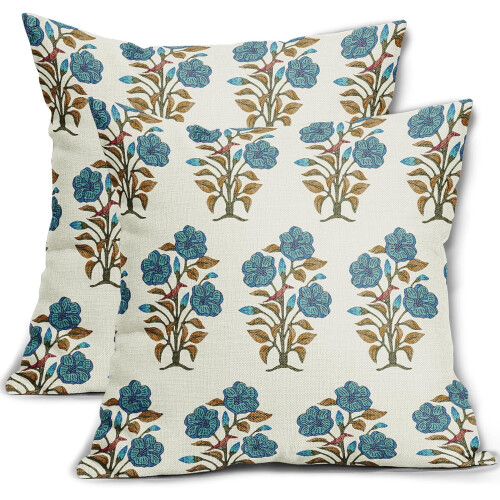Fețe de pernă florale din in, 20x20, set de 2