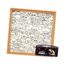 Wood Puppy Puzzle Set With 12/24/36 Color Markers Modern-36
