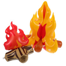 2Pcs Reusable Inflatable Campfire Decor Waterproof LED Multi Color PVC