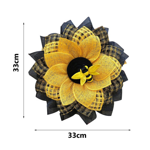 Ghirlanda artificiale di girasoli e api, decorazione rustica per la porta d'ingresso. 1