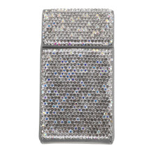 Silver PU Mini Case for Men Stylish Bling Flip Top