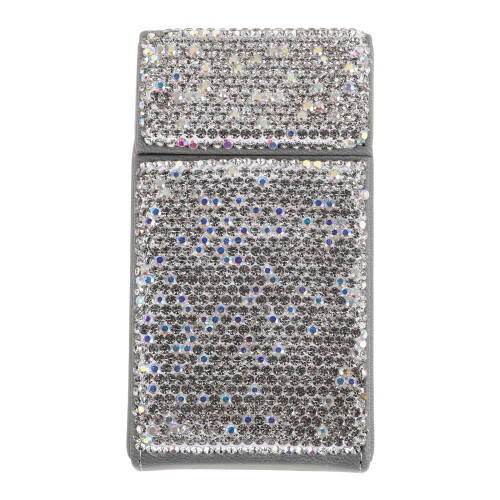 Silver PU Mini Case for Men Stylish Bling Flip Top