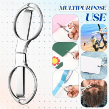12 Pcs Folding Stainless Steel Scissors with 12 Keychains Portable Badge-Safety Scissors for Nurse, Office,