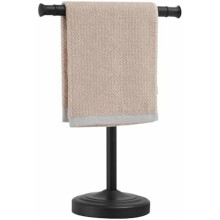 13" Matte Black T-Shape Free-Standing Towel Stand for Bathroom/Kitchen – Stainless Steel Towel Bar & Ring, Compatible with Standard Towels
