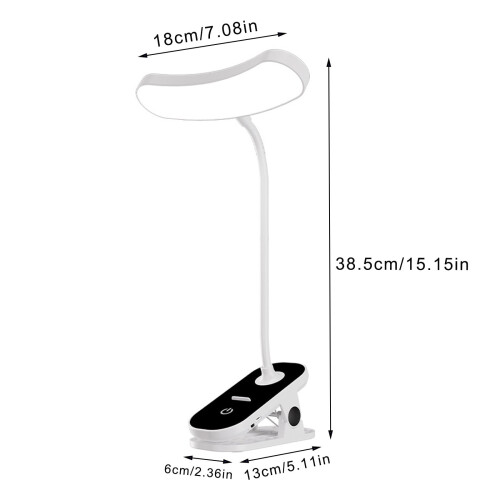Lampe de lecture à pince rechargeable par USB – 3 niveaux de luminosité 2