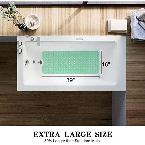 Tapete de banho antiderrapante com 200 ventosas, 99 x 41 cm (39 x 16 polegadas). 2