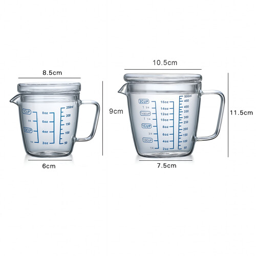 Messbecher aus Glas mit Deckel, 250 ml oder 500 ml 2