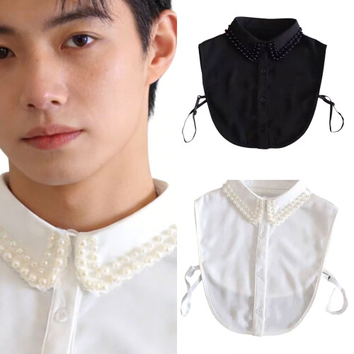 Detachable False Collar Girls Decorative Pearls Accessory-White 2