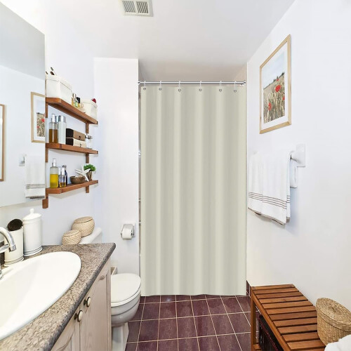 Beige dusjforheng polyester 91 x 183 cm 2