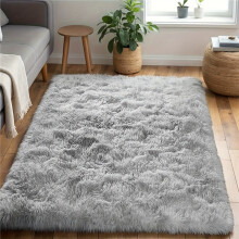 (Tie-dye Light Gray, 80x200cm/32x79inch) 1pc, Long Plush Rug, Fluffy Bedroom Rug, Rectangular Rectangular Bedside Rug, Living Room Rug