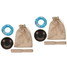 2Sets Portable Black Singing Bowls for Meditation and Yoga
