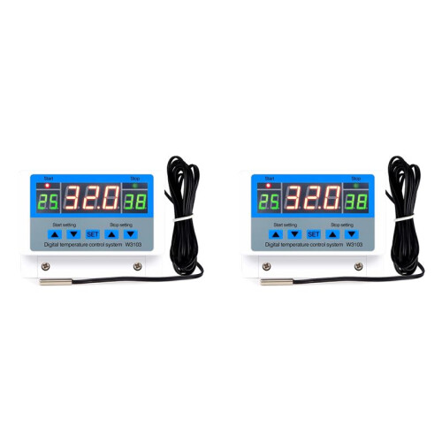 2X Digital Temperature Controller 220V Max 5000W Digital 30A -19 to 99 Temperature Controller  XH-W3103