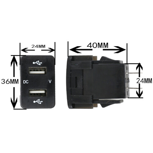 Φορτιστής αυτοκινήτου USB με μπλε LED και έξυπνο τσιπ γρήγορης φόρτισης, διπλές 1