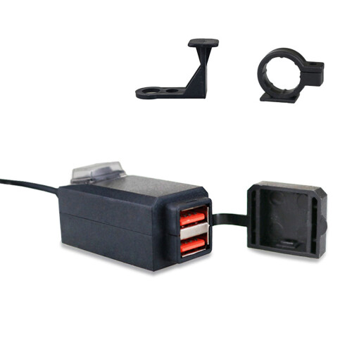 Αδιάβροχος φορτιστής USB μοτοσικλέτας με βολτόμετρο, διπλές θύρες USB, διακόπτη ON/OFF, 1