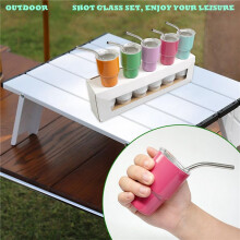 12x  Tumbler Shot Glass with Straw Sublimation Double Layer Metal Cute Shot Glasses Set 3oz with Lids