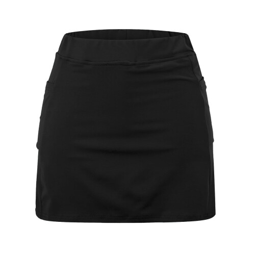 Women's Black Solid Skorts with Pockets, Mid-Waist Casual 2
