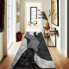(Grey, 80x150 cm) 1pc Curve Design Rug – Soft Non-Slip Washable Shaggy Carpet, Doormat, Hallway Runner