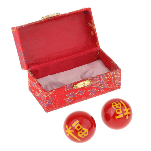 Baoding Balls Chinese Red Fu Design 2pcs with Storage Box 1