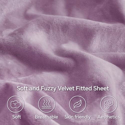 Velvet Fitted Sheet Set with Pillowcases, 15" Deep Pocket, 1