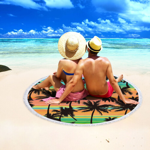 Serviette de plage ronde en microfibre 152 cm (60 pouces), résistante au sable 2
