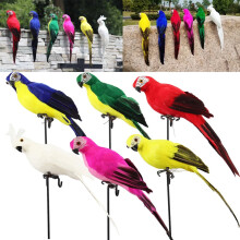 Perroquet artificiel décoratif – Corps en mousse avec de vraies plumes,
