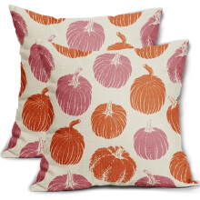 Zwarte kussenhoezen met pompoenmotief (herfstmotief), 18x18 inch, set van 2