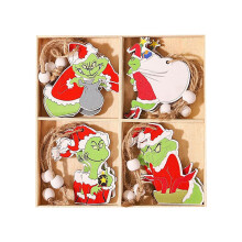 Tacar Maisiúcháin Bábóg Crochta Adhmaid Grinch 12 phíosa