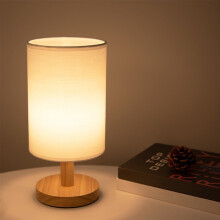 Ghojet Linen Table Lamp Warm White LED USB Powered Wooden