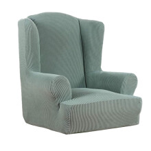 Light Green Jacquard Wingback Armchair Cover