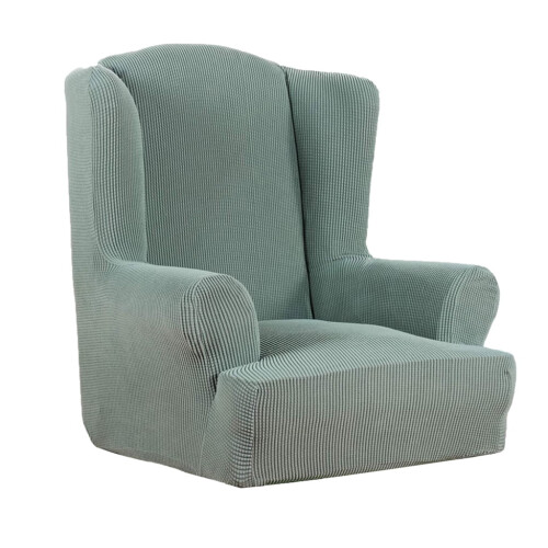 Light Green Jacquard Wingback Armchair Cover