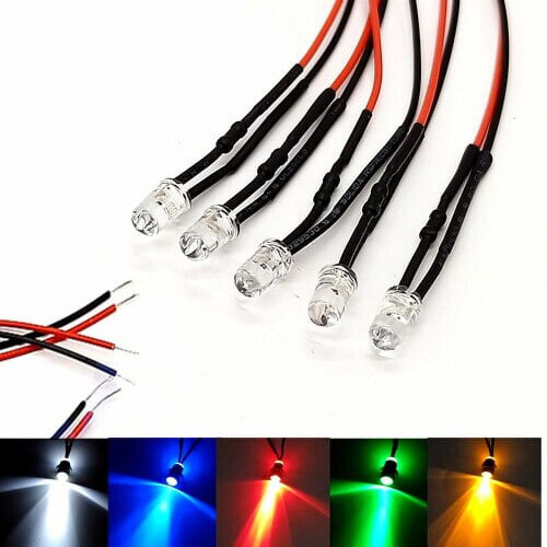 Λαμπτήρας LED με στρογγυλή κορυφή, διαφανής, 5V-12V DC