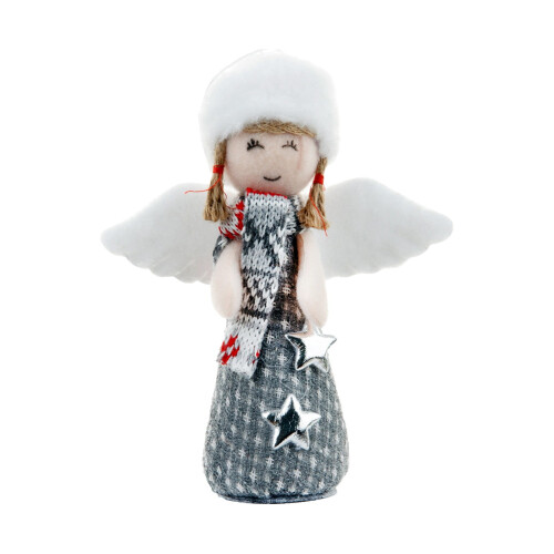 Grey Plush Angel Ornament Hanging Decoration