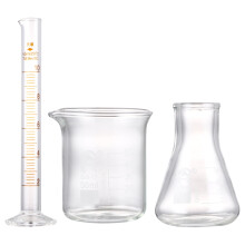 Glass Graduated Cylinder Beaker Conical Flask Set 3 pcs