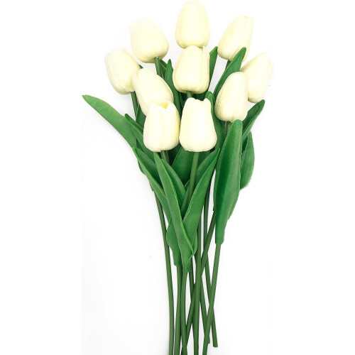 Buquê com 10 tulipas artificiais azuis de 33 cm (13 polegadas) em PU