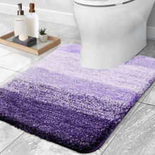 Tapete para vaso sanitário em formato de U, 60x50cm, microfibra violeta