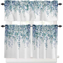 Groene eucalyptus keukengordijnvalletje en bijpassende set
