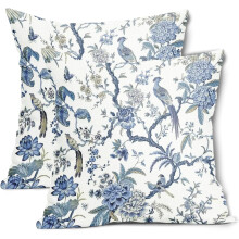 Fodere per cuscini in stile Chinoiserie, in cotone e lino, 45x45 cm, set da 2