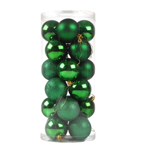 Boules de Noël incassables vertes, 24 unités, 8 cm (3,14 po) 1