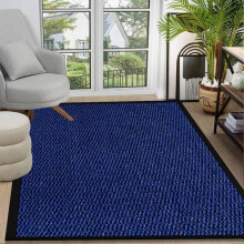 (Blue, 120 x 150 cm - Rug) 1pc Sunny Indoor & Outdoor Rug – Heavy-Duty Non-Slip Rubber Backed Doormat, Hallway Runner