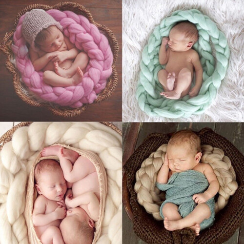 Handvävd flätad babyfilt för nyföddfotografering 1