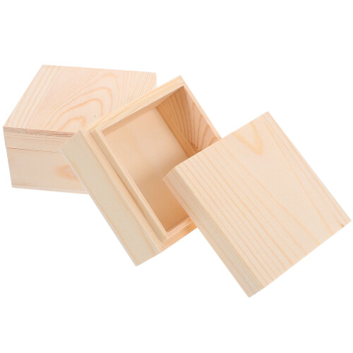 Ξύλινο κουτί χειροτεχνίας με καπάκι 8x8x4.5cm 2