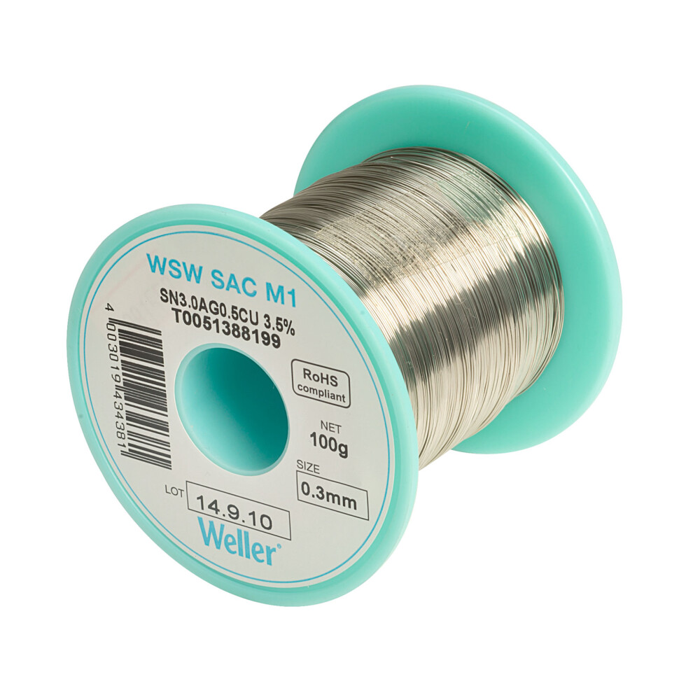 Weller T0051388199 Wsw Sac M1 96.5/3/0.5 Solder Wire 0.3Mm 100G 4003019434381