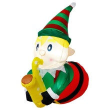 Christmas Inflatable Outdoor Decoration Playing Saxophone From the Window, Suitable for Outdoor and Indoor Courtyard(US)